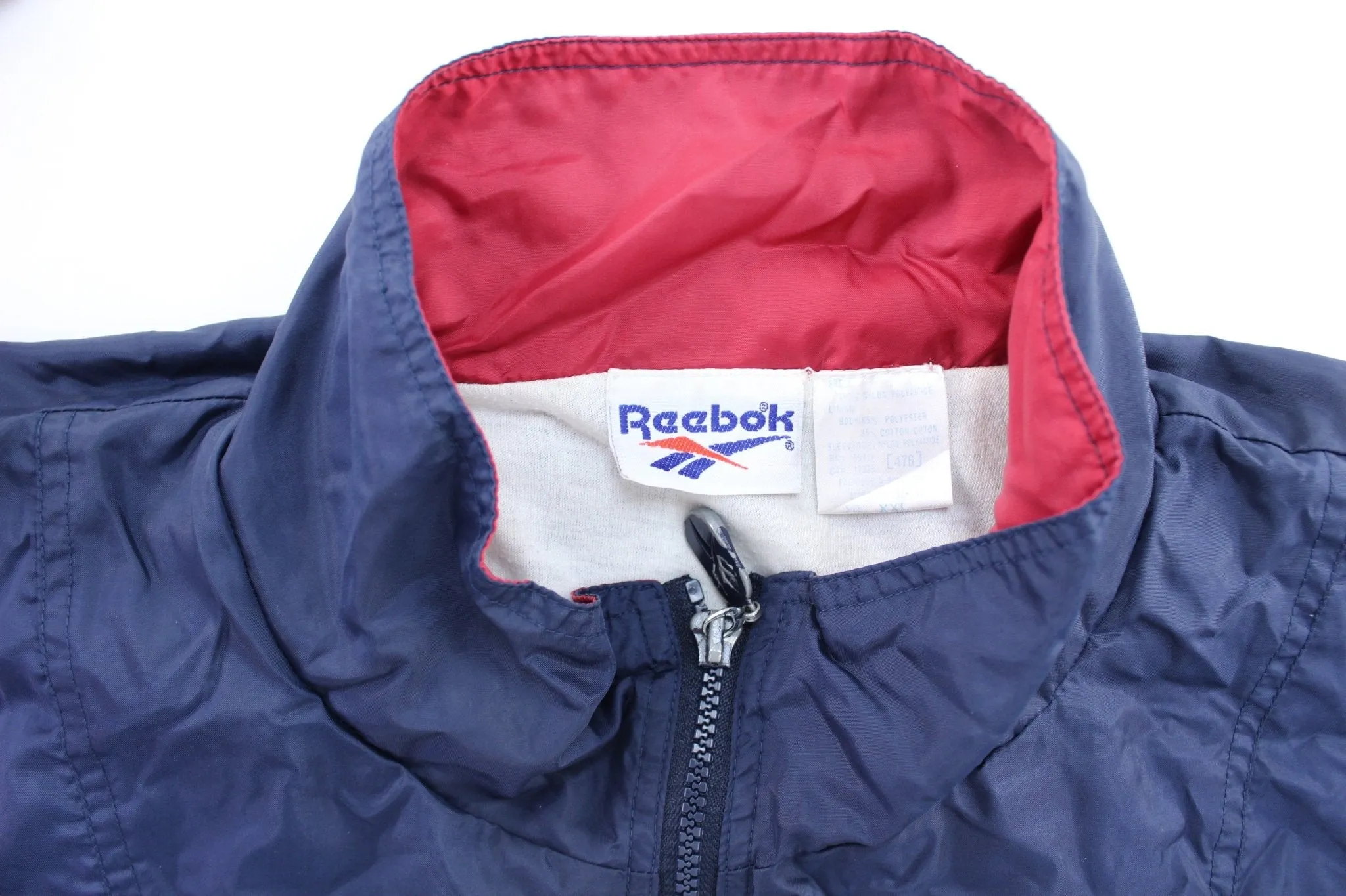 90's Reebok Embroidered Logo Navy Blue, White, & Maroon Windbreaker Jacket