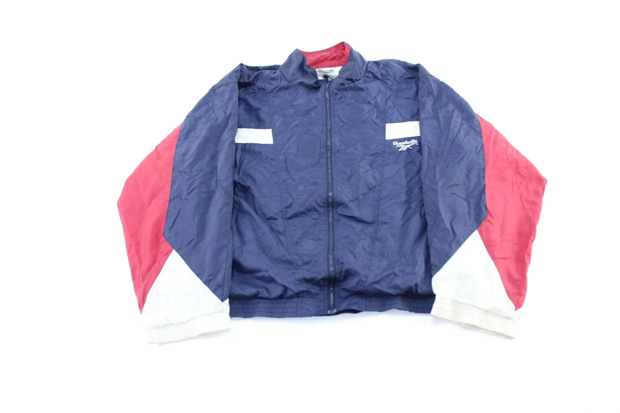 90's Reebok Embroidered Logo Navy Blue, White, & Maroon Windbreaker Jacket