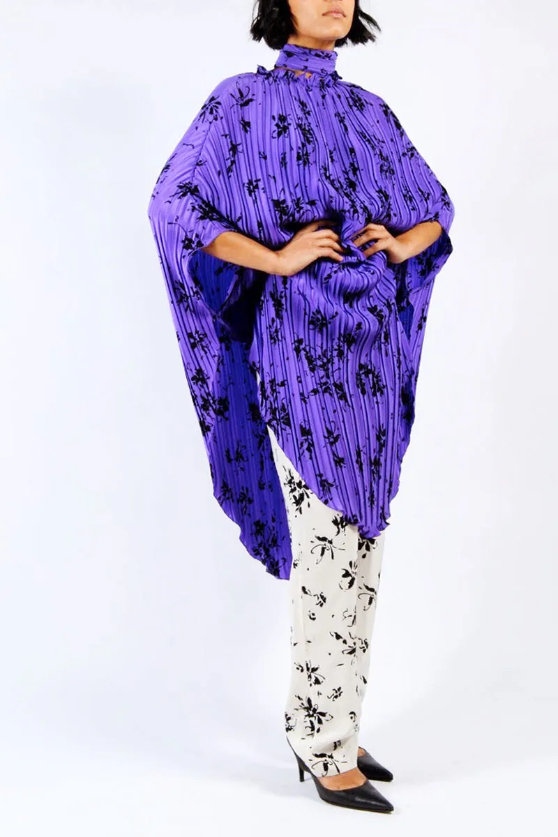 Adolfo 1970s Vintage Purple Caftan & Pants With Sash