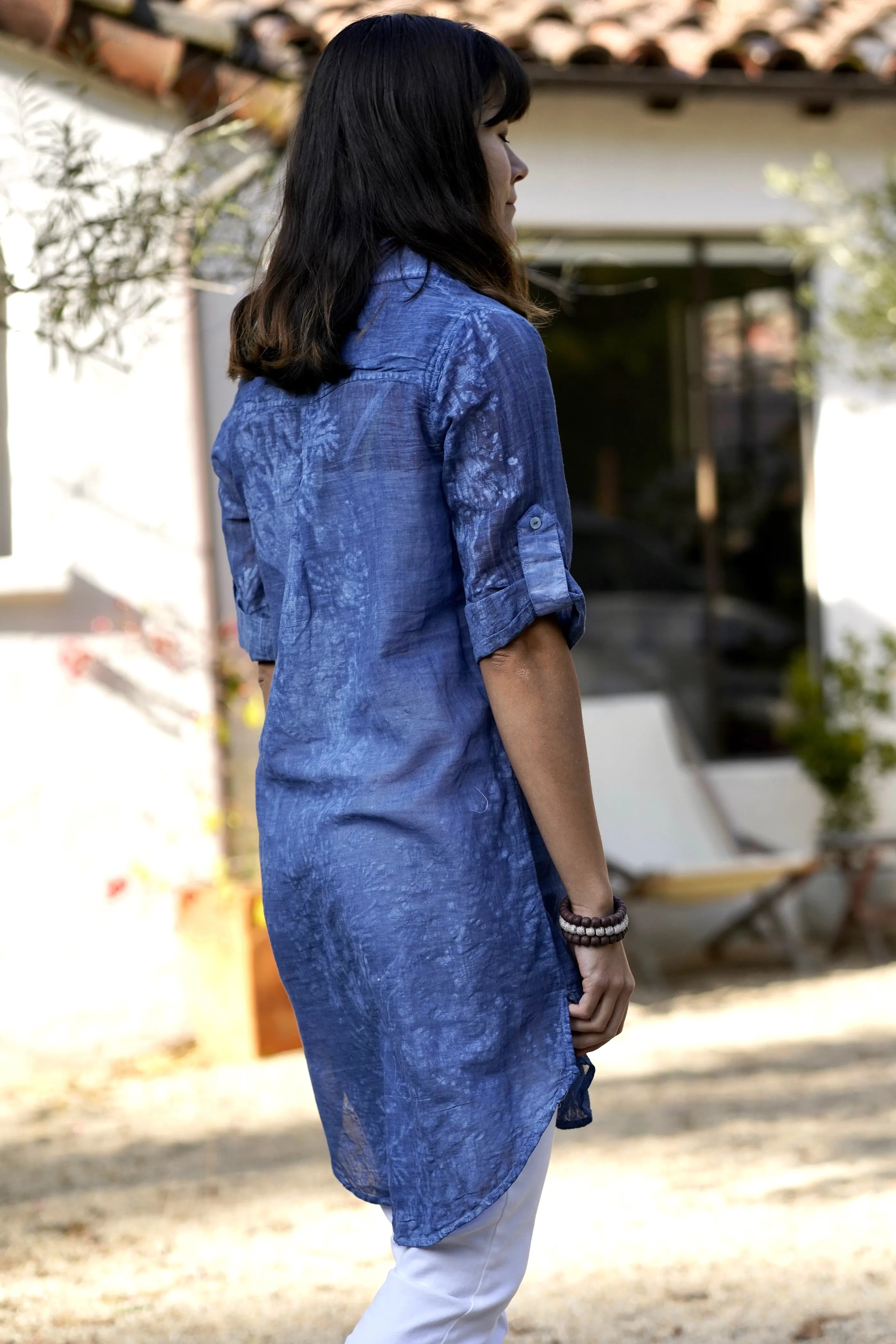 Allegra Coral Reef Print Tunic Shirt Navy