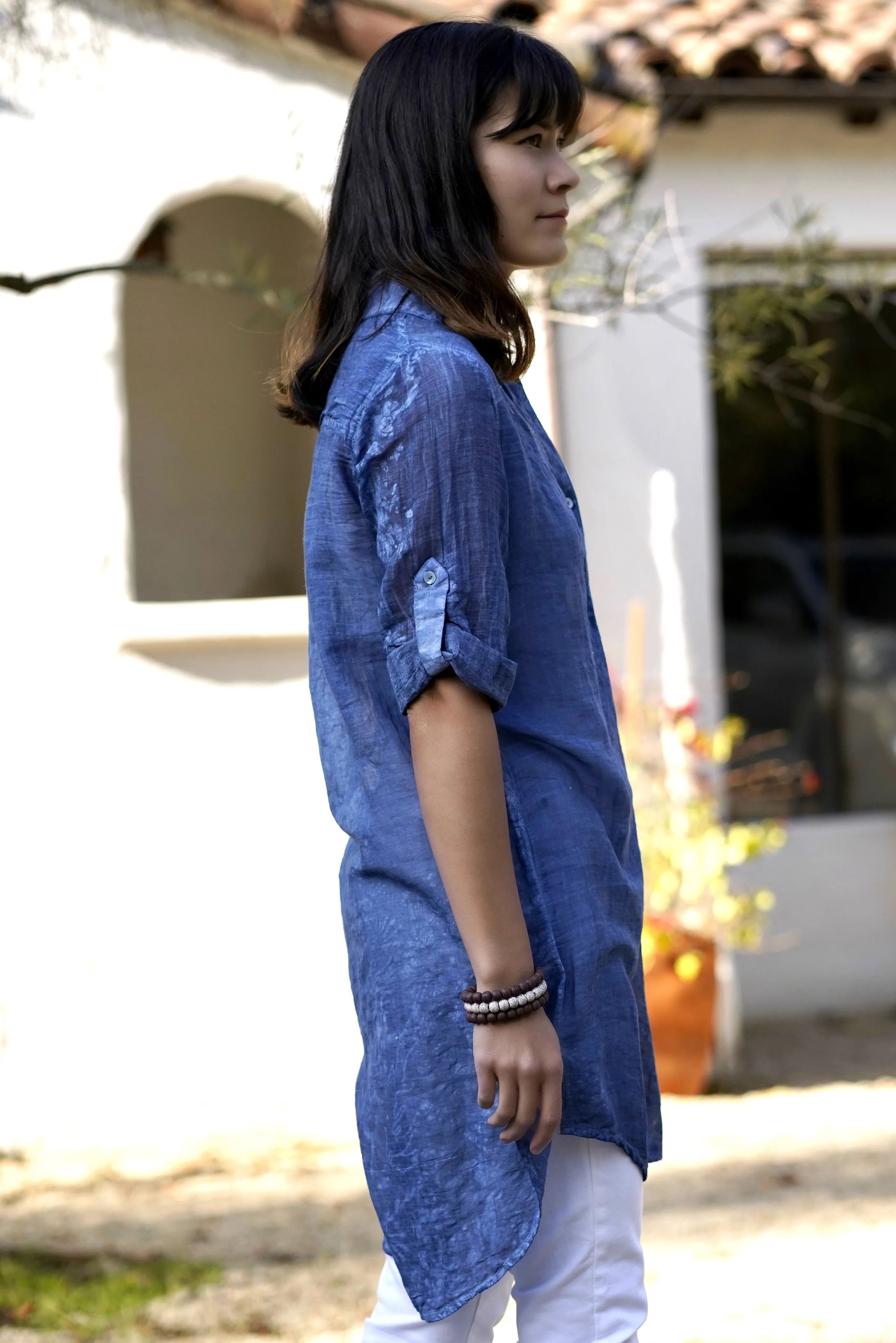 Allegra Coral Reef Print Tunic Shirt Navy