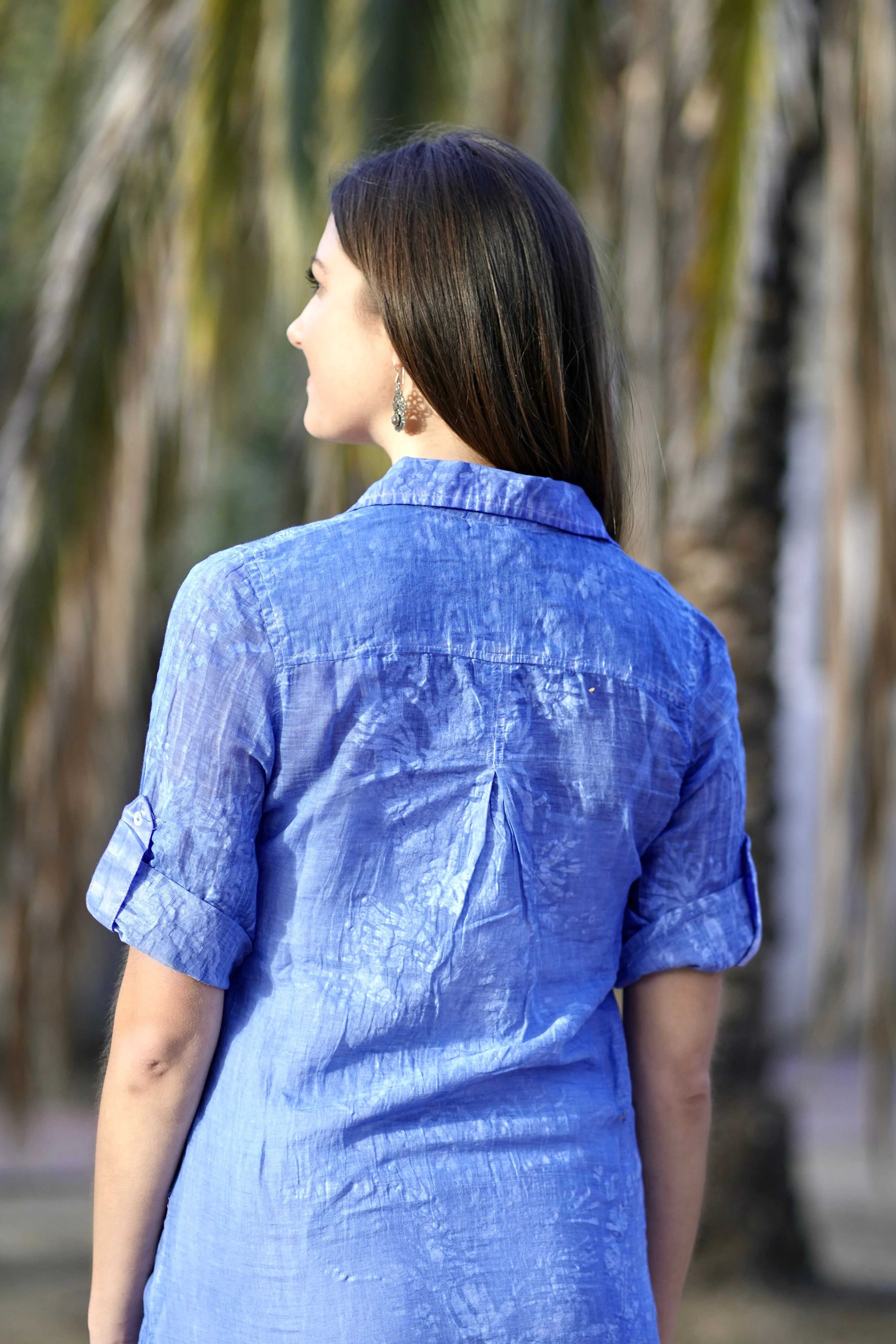 Allegra Coral Reef Print Tunic Shirt Navy