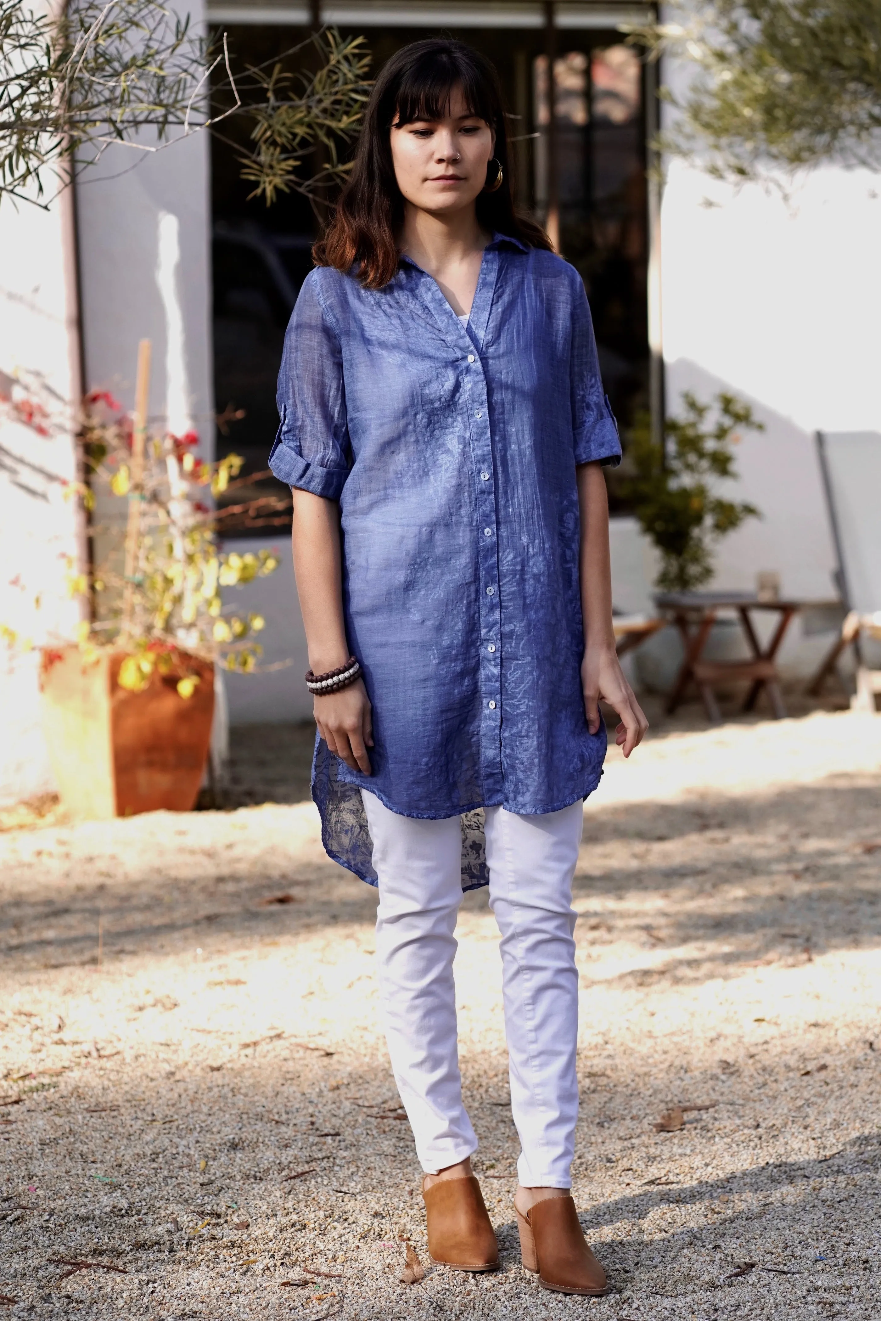 Allegra Coral Reef Print Tunic Shirt Navy