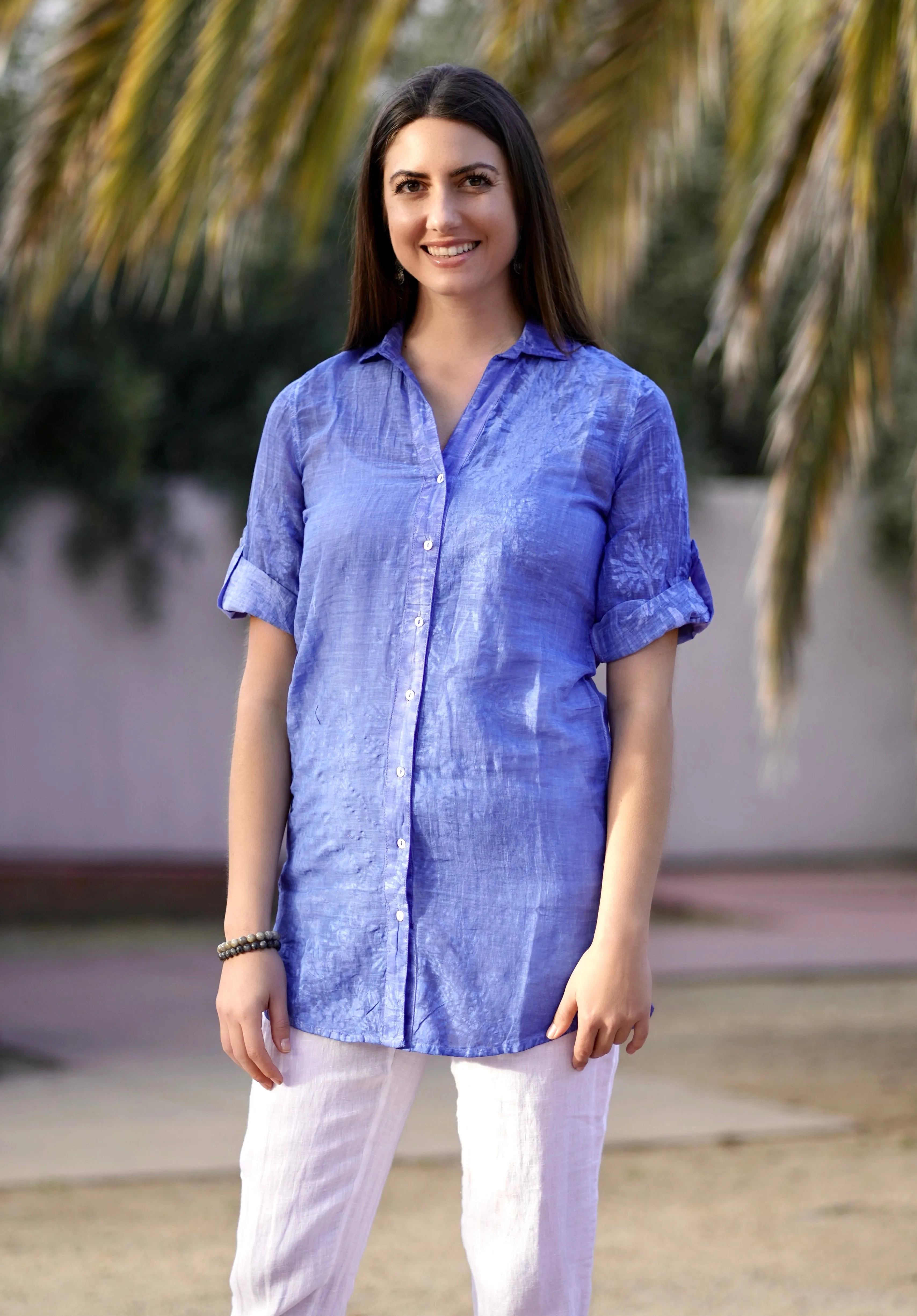 Allegra Coral Reef Print Tunic Shirt Navy