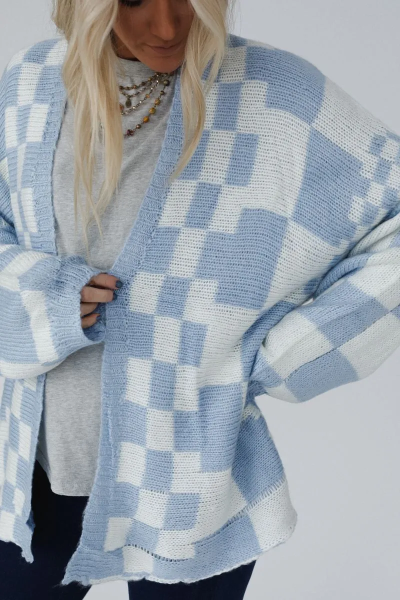 Archer Checkered Cardigan - Blue