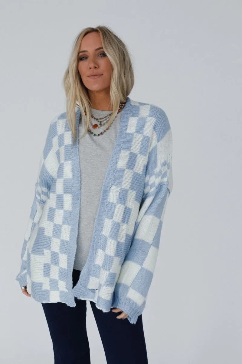 Archer Checkered Cardigan - Blue