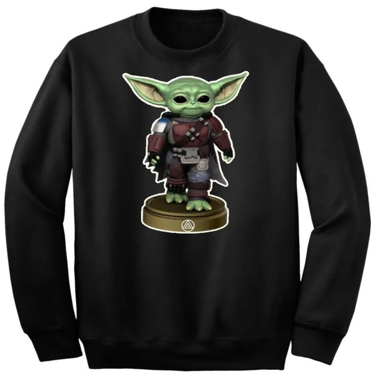 Art Society x Retro Kings BABY YODA MANDO 2 CREW SWEATER BLACK