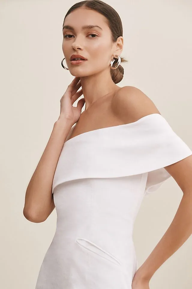 BHLDN Ingrid Off Shoulder Mini Dress, White