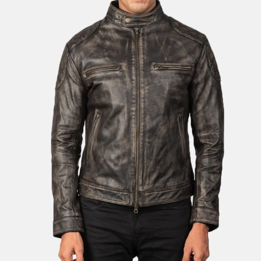 BIKER-1432 MUSH Distressed Brown Leather Jacket