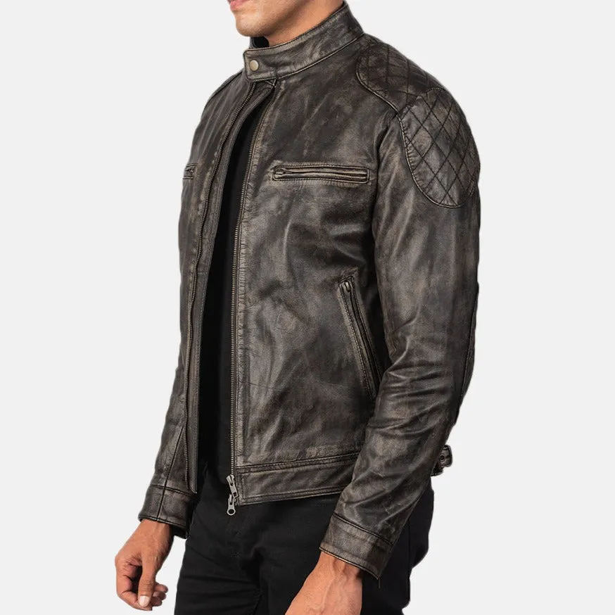 BIKER-1432 MUSH Distressed Brown Leather Jacket