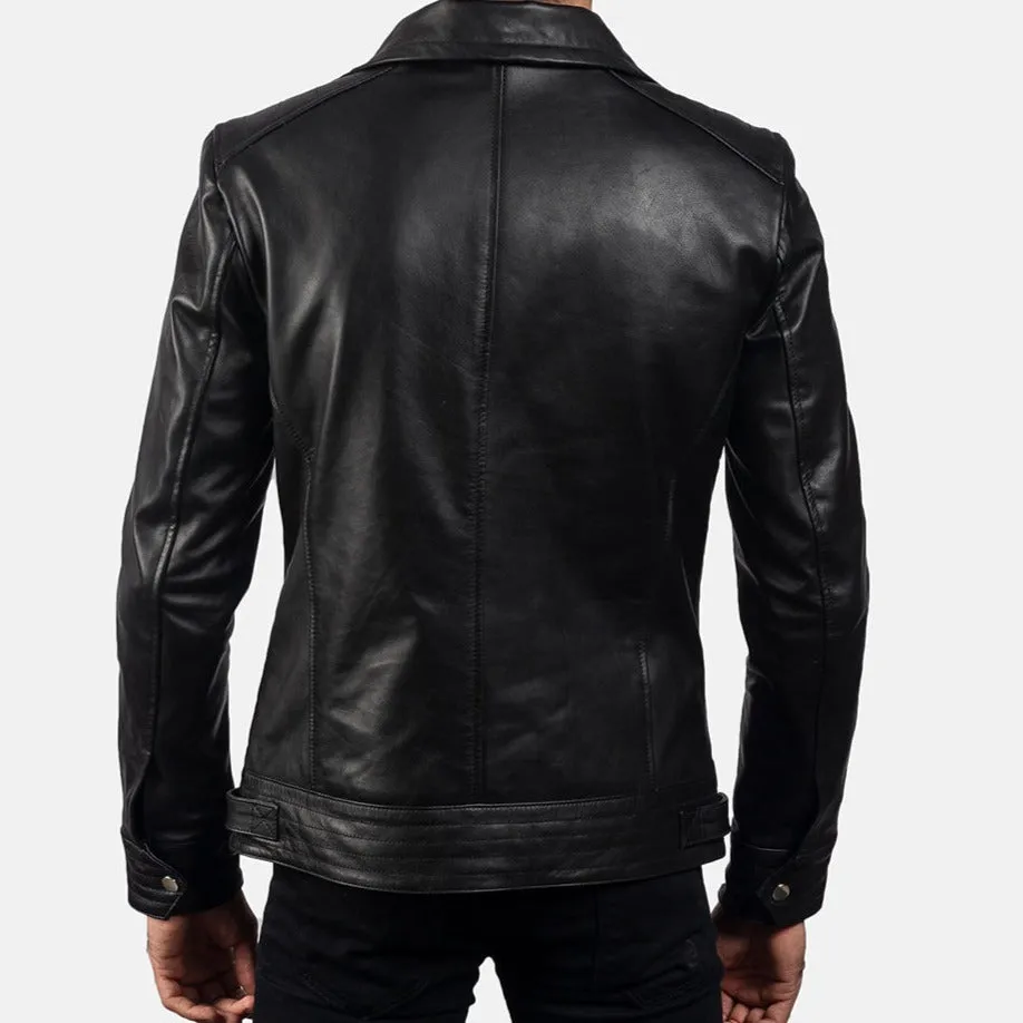 BIKER-1449 MUSH Black Leather Biker Jacket