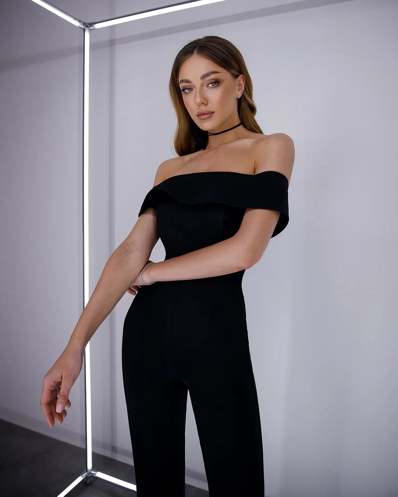 Black Off-the-shoulder Jumpsuit