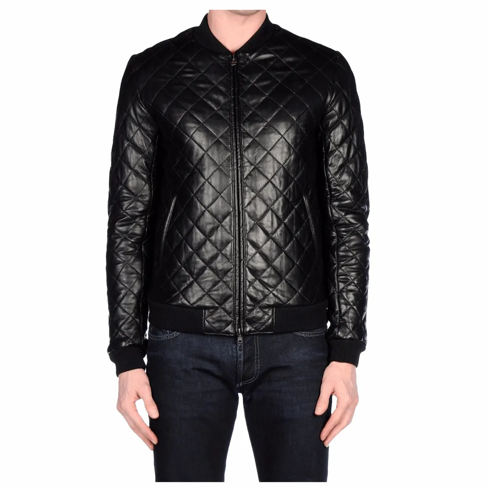 Black Slim Fit Fashion Leather Jacket Mens