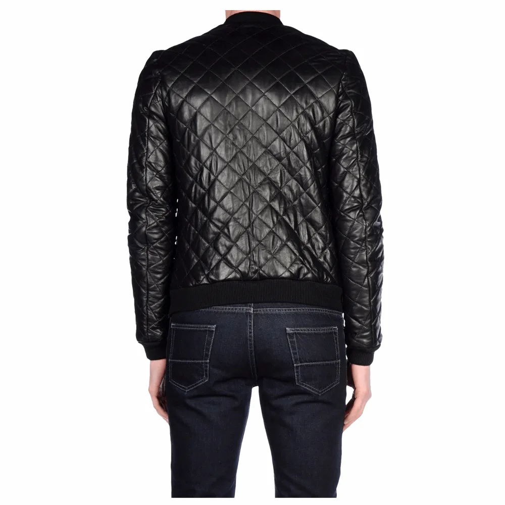 Black Slim Fit Fashion Leather Jacket Mens