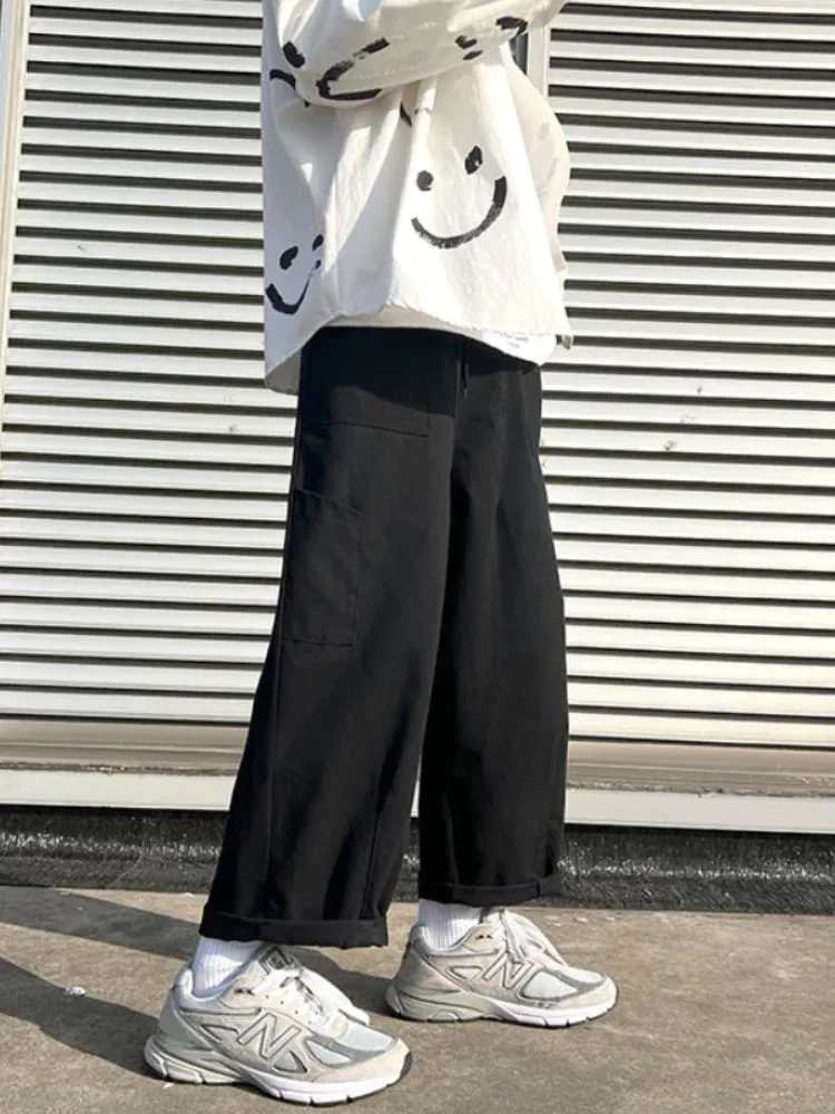 BONSIR  -  Spring Summer Casual Pants Men's Fashion Loose Straight Wide Leg Pants Men Streetwear Hip-hop Sweatpants Mens Daily Trousers