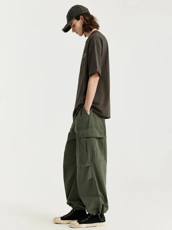 Cargo Pants with Knotted Deco Ring in Army Green Color