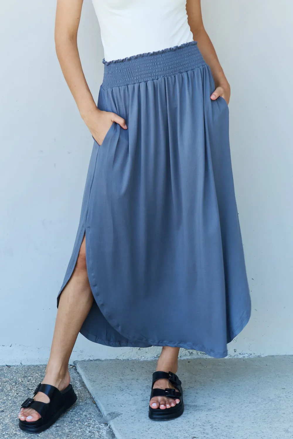 Comfort Princess High Waist Scoop Hem Maxi Skirt