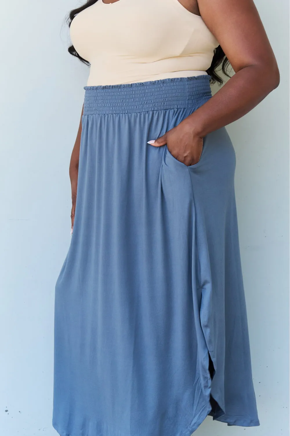 Comfort Princess High Waist Scoop Hem Maxi Skirt