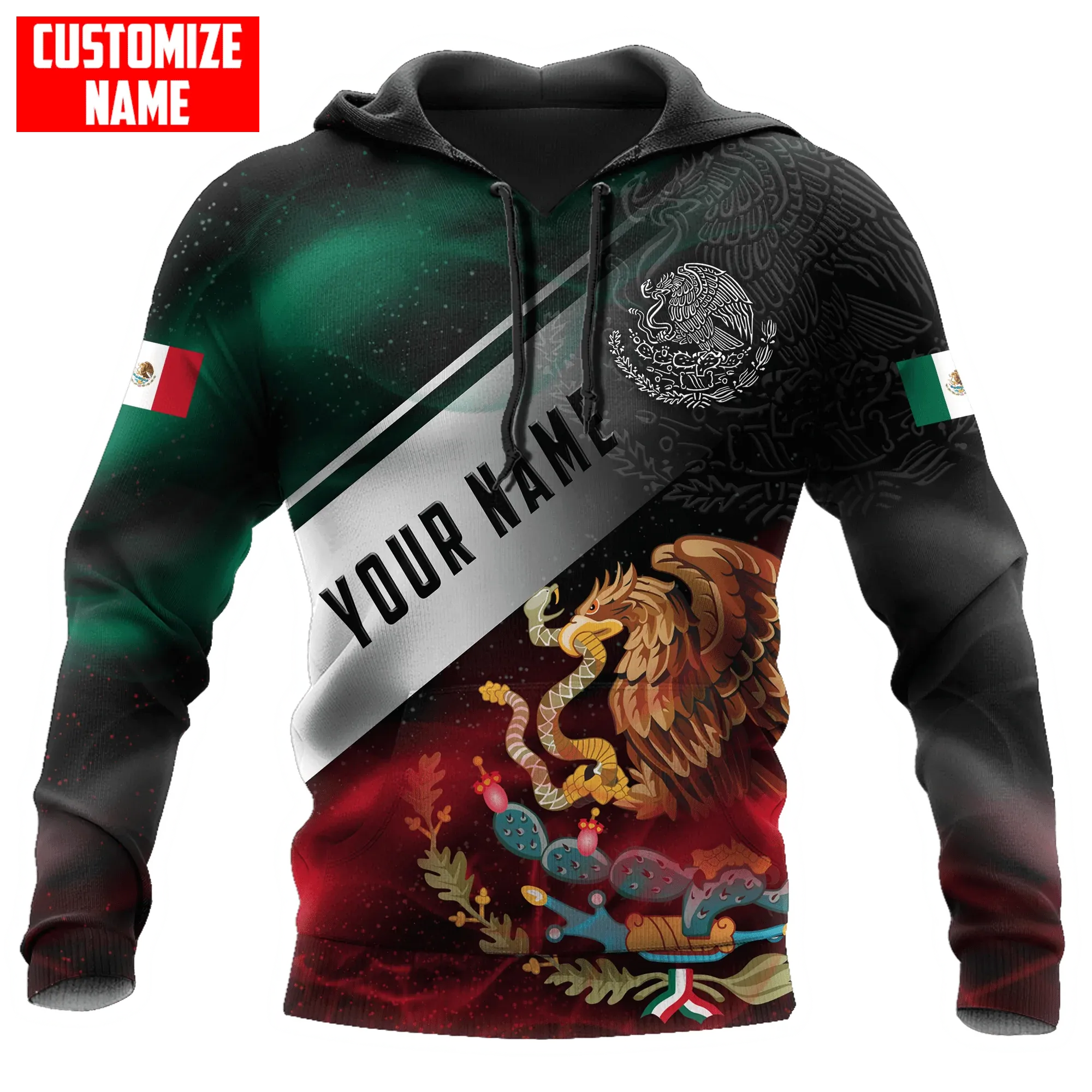 Coolspod Personalized Mexico Smoke 3D Unisex Hoodie, Mexico Eagle On Hoodie, Mexico Hoodies