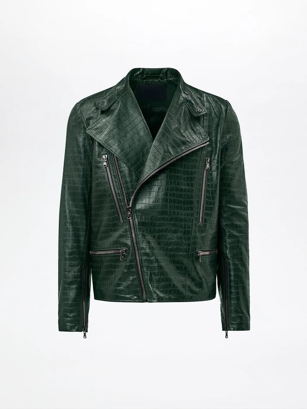 ﻿Croc-Embossed Leather Jacket For Men