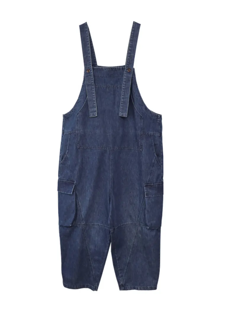 Denim Loose Large Size Stylish Dungarees Overalls With Pockets