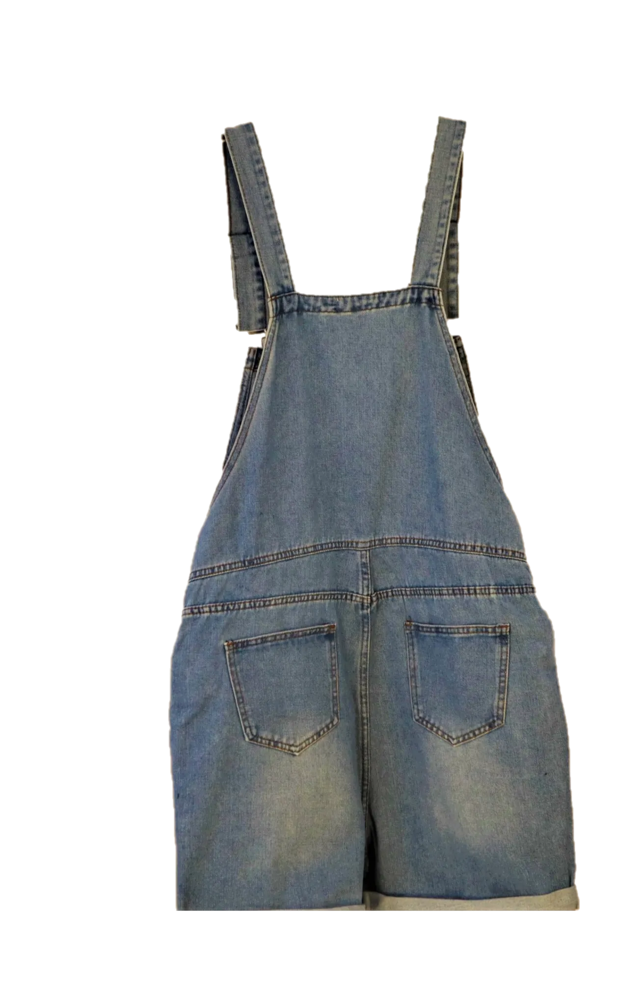 Denim Short Overall With Hand Painted Floral Accents