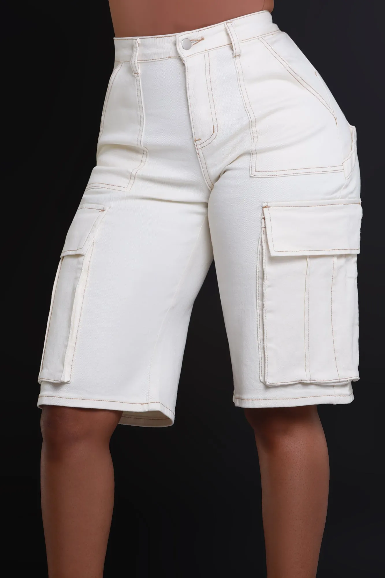 Downgrade Denim Cargo Carpenter Shorts - Ivory