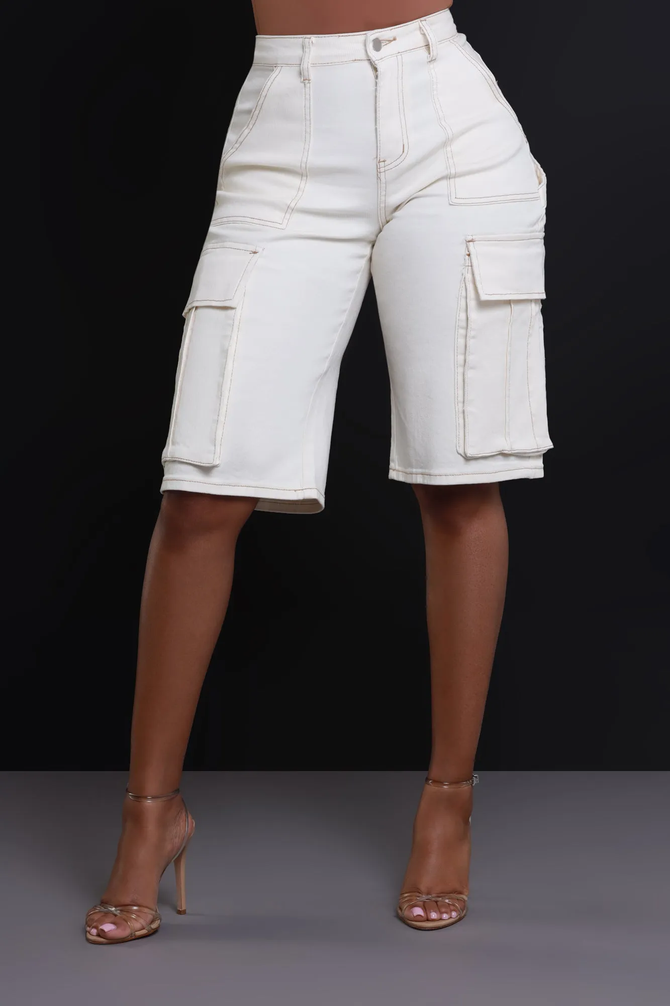 Downgrade Denim Cargo Carpenter Shorts - Ivory