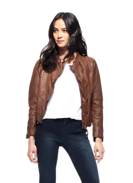 ECRU Brown Washed Leather Jacket