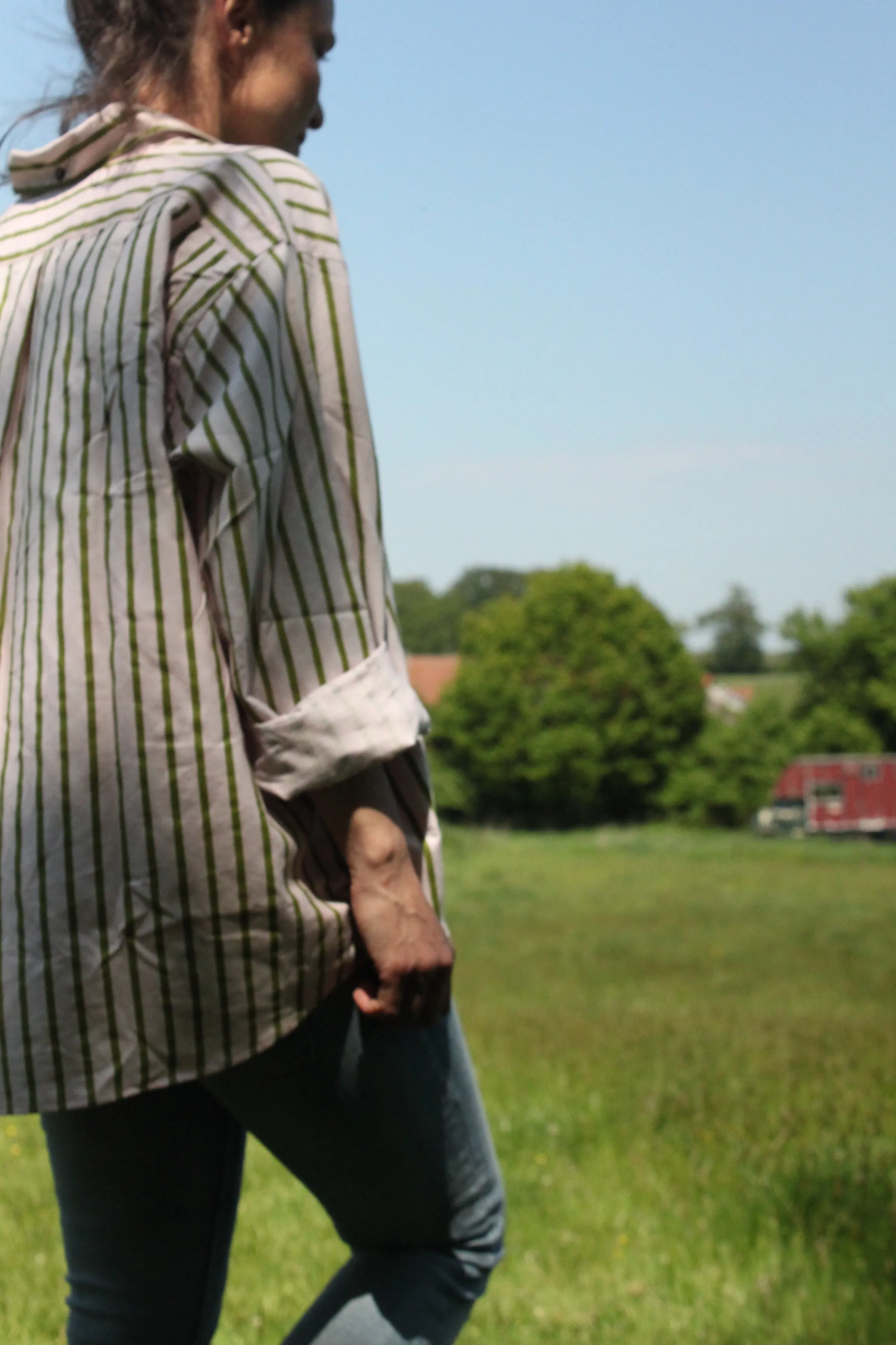 Estrella Shirt in pink & green stripe