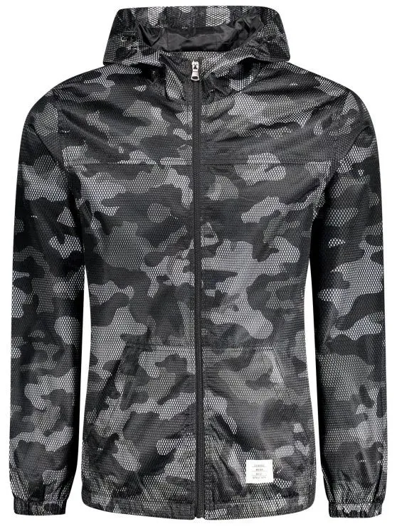 Fashion Patched Fishnet Camo Windbreaker