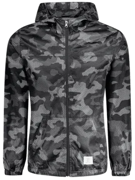 Fashion Patched Fishnet Camo Windbreaker