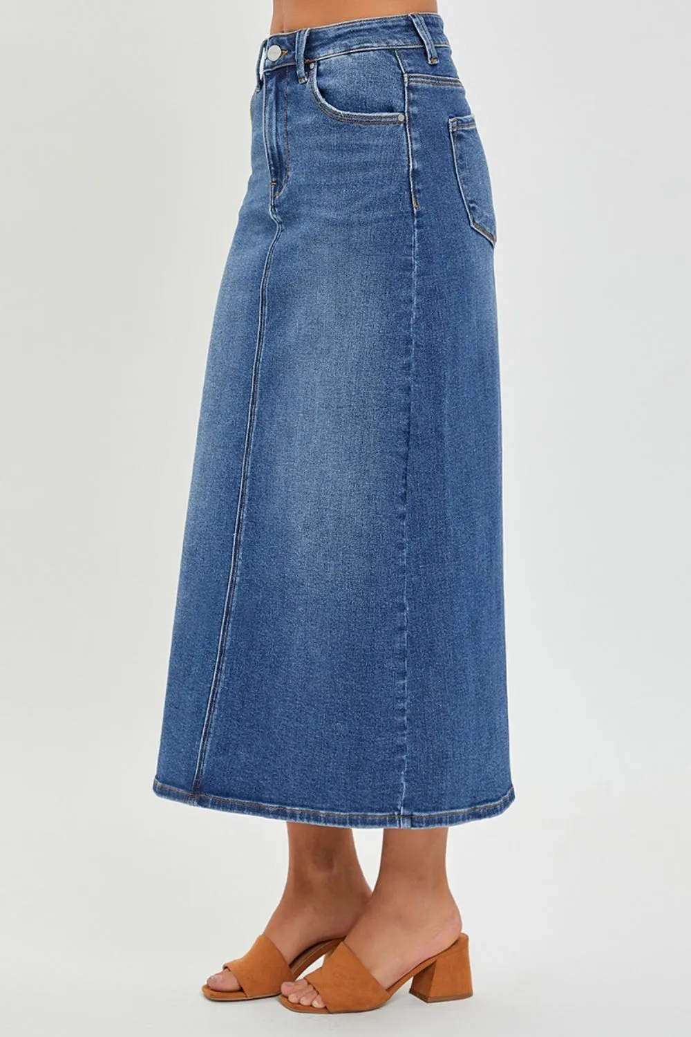 Felicity - High Rise Back Slit Denim Skirt - Exclusively Online