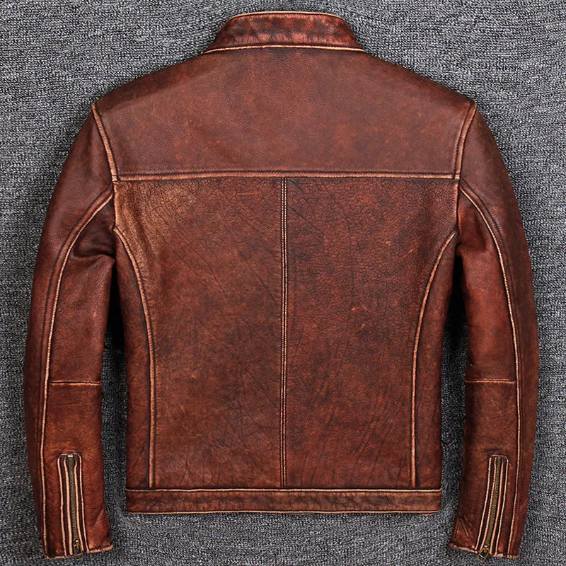 First Layer Cowhide Leather  Jacket, Pure Leather Jacket for Mens