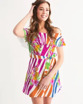 Flamingo Fiesta Women's Off Shoulder Dress