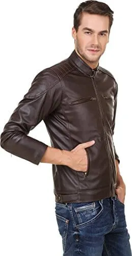 Ga Garmadian Brown Pu Leather Jacket for Men, Boys