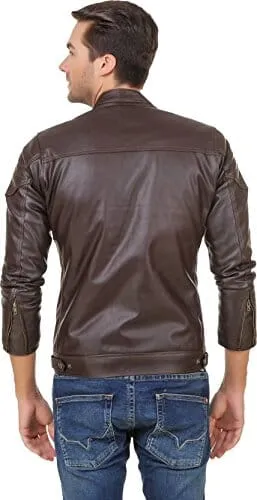 Ga Garmadian Brown Pu Leather Jacket for Men, Boys