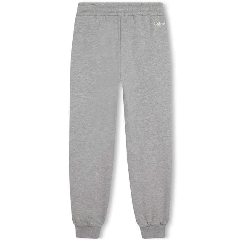 Girls Grey organic fleece Jogging Bottoms