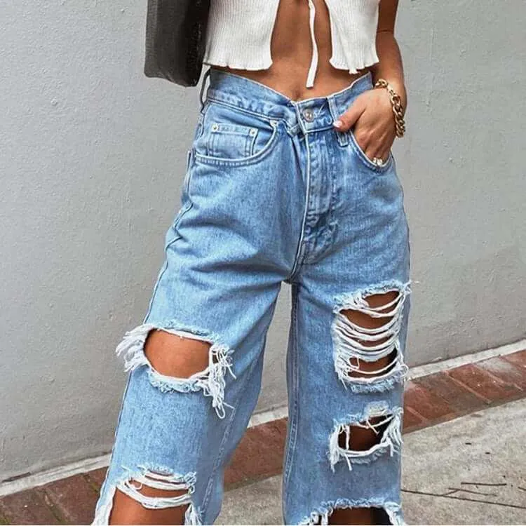 Glow Chic's Ripped Slimming Washed Jeans