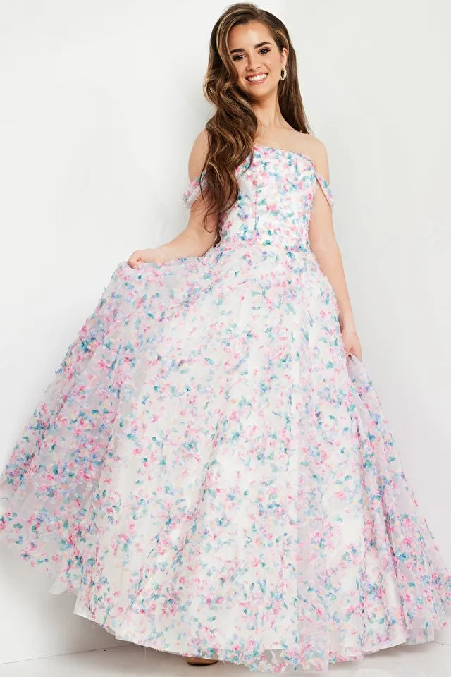 Jovani Kids K26292 Strapless Floral Ballgown Long Formal Dress