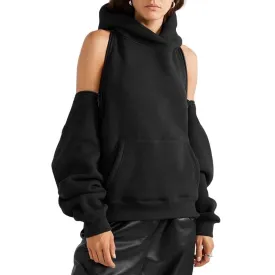 Ladies cutout off the shoulder hoodie jacket