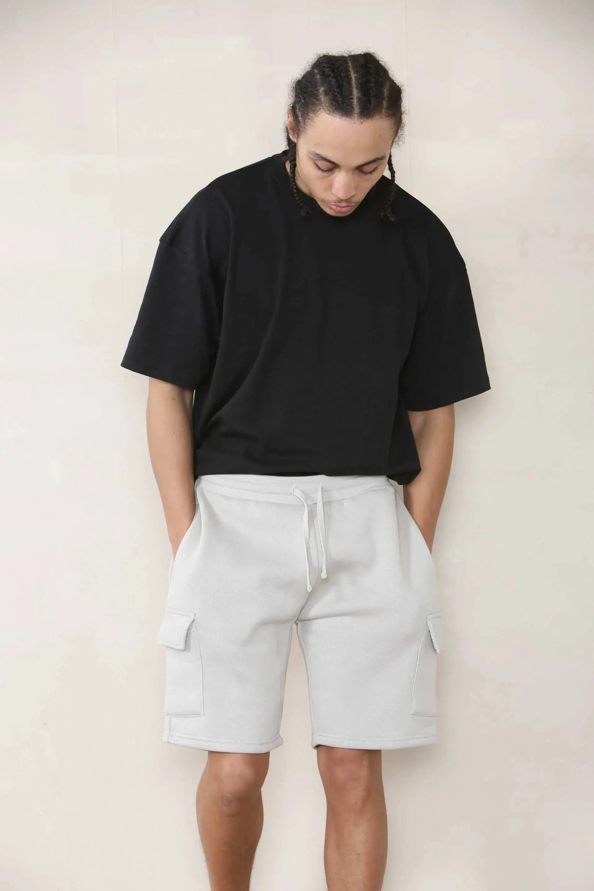 Loose Fit Cargo Jersey Short - Stone