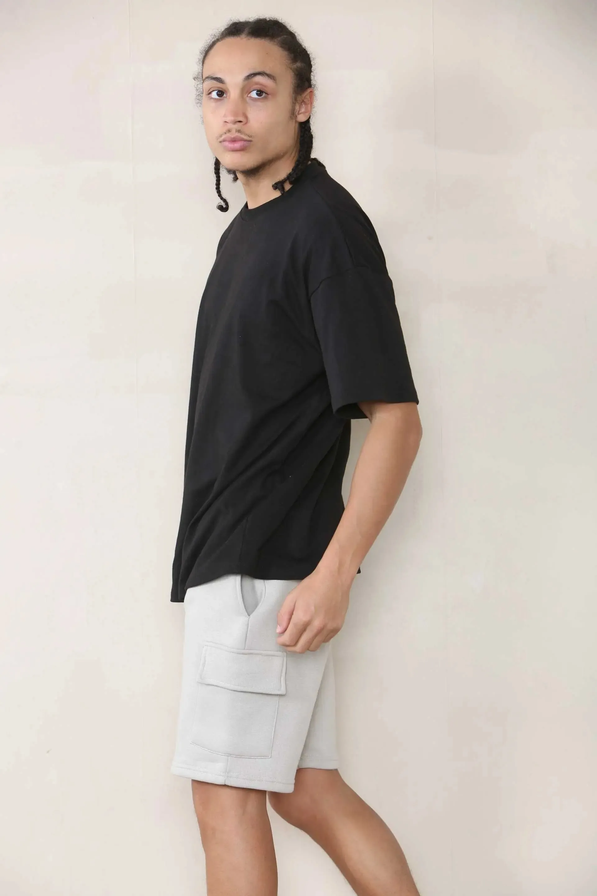 Loose Fit Cargo Jersey Short - Stone