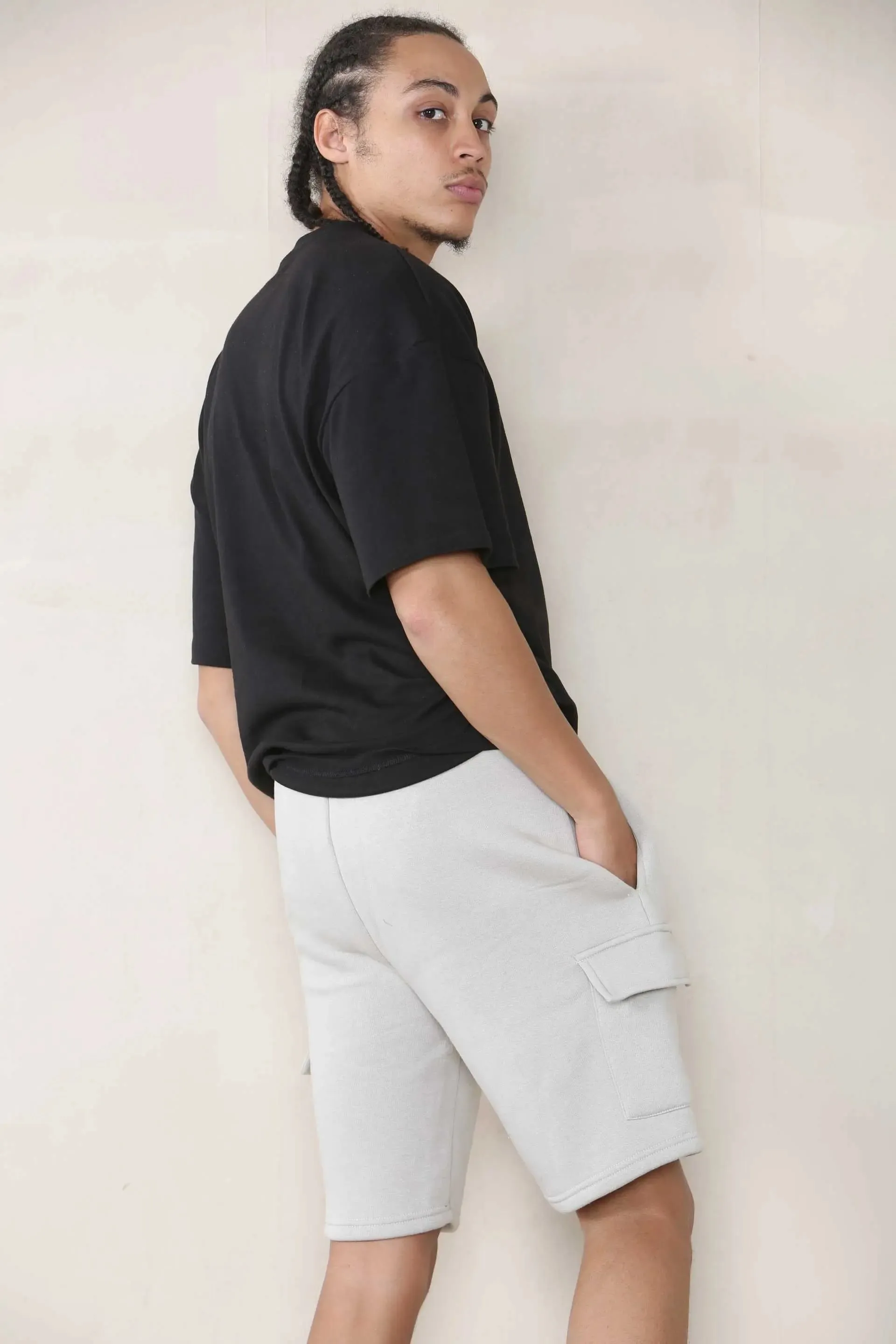 Loose Fit Cargo Jersey Short - Stone