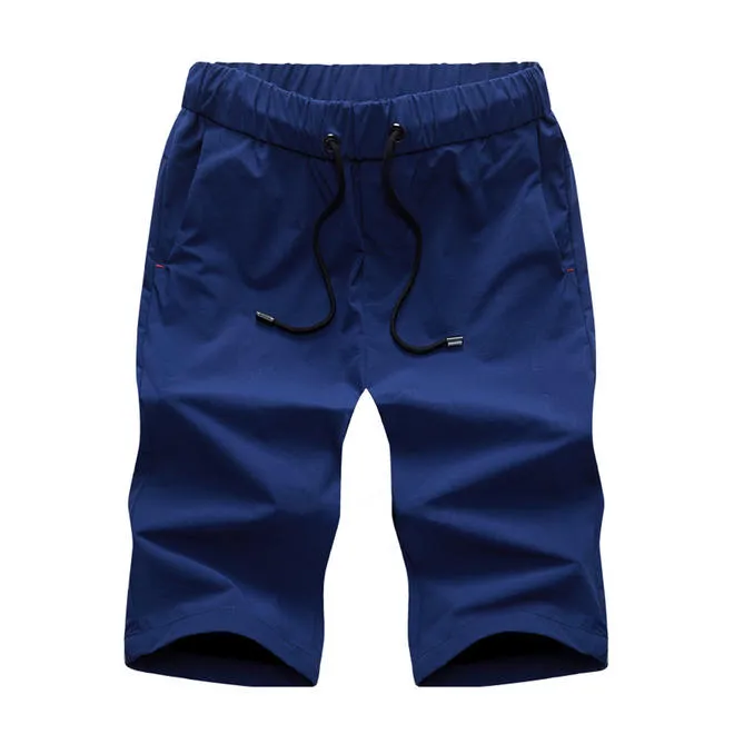 Men Elasticated Waist Solid Colored Stylish Relax Fit Beach Side Pockets Short - C14338KMMS