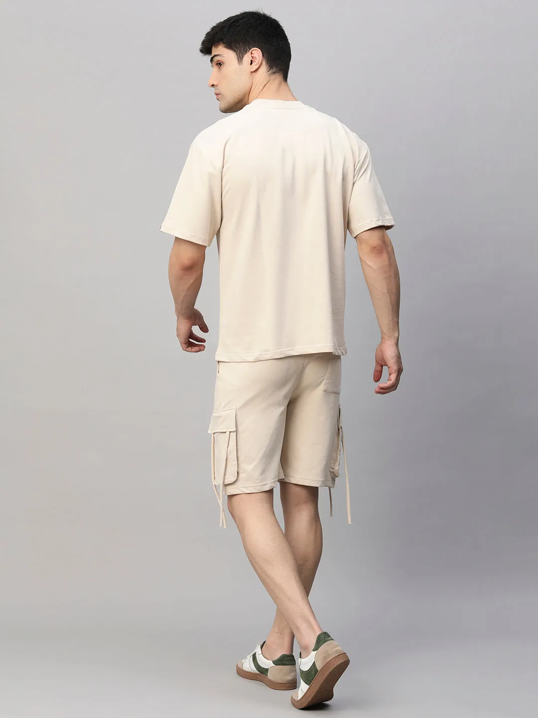 Men Premium Cargo Co-ord Set - Beige