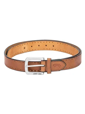 Men Tan Solid Leather Belt