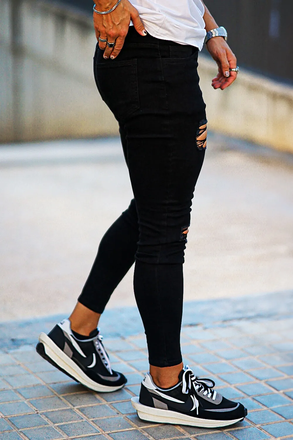 Men's Black Stretch Jean - Ripped