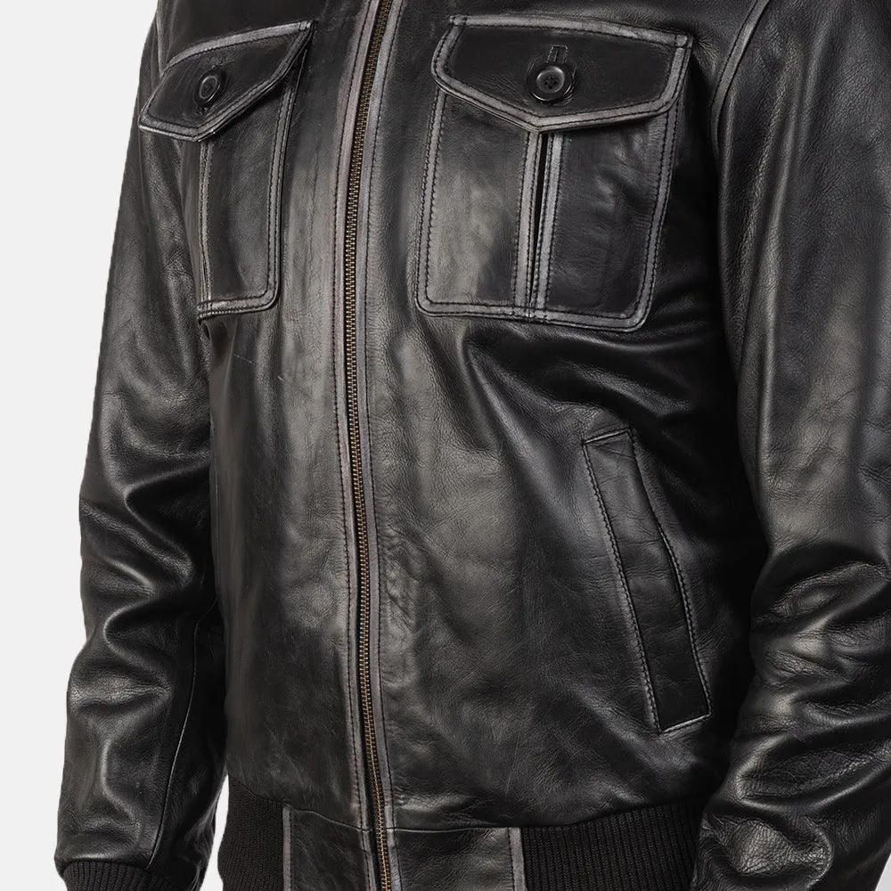 Mens Bomber Style Leather Jacket