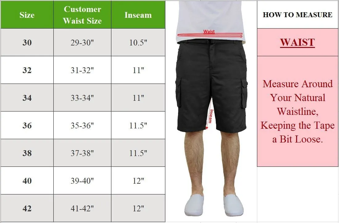 Men's Flat Front Slim Fit Belted Cotton Cargo Shorts